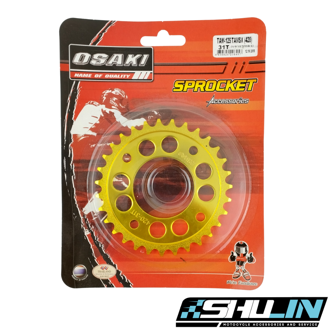 สเตอร์หลังกลึง(TAC/OSAKI) (420) WAVE 125 เจาะรู ชุบทอง