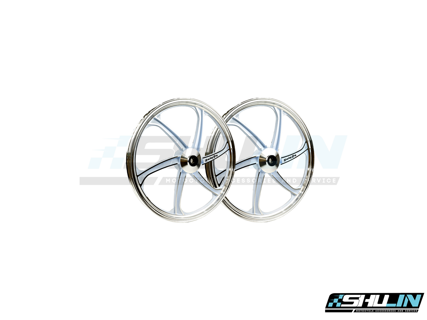 ล้อแม็ก RACING BOY ก้านพริ้ว รุ่น CLICK ขอบ 17 นิ้ว - WHITE CUT (01S0309W)