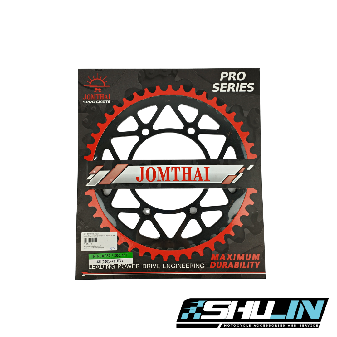 สเตอร์หลัง SUN กล่องดำ (520EX) รุ่น NINJA-250-400/Z250-300/Versys300 - 44T BLACK (486.44T (EX).