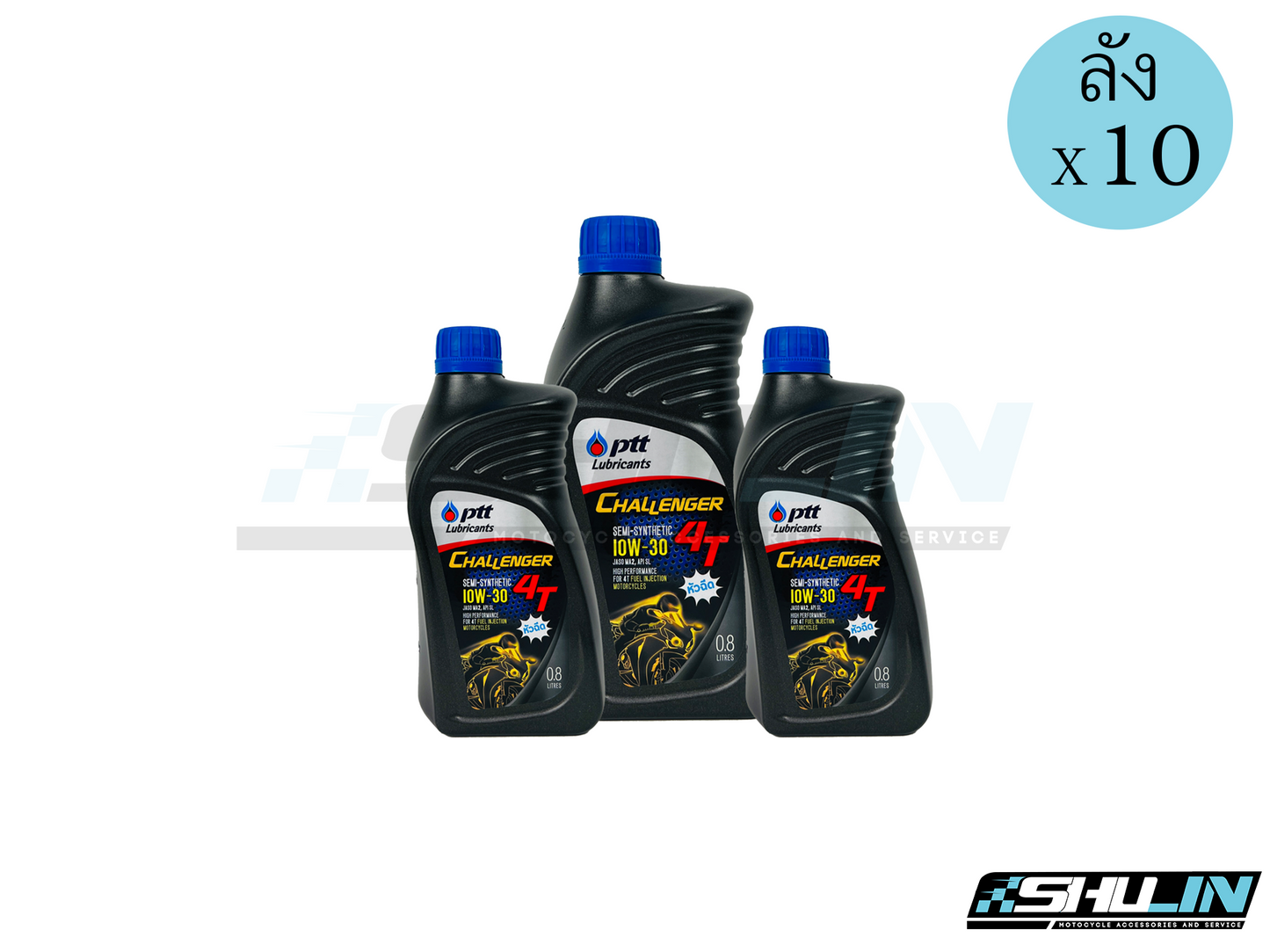 น้ำมัน PTT รุ่น Challenger 4T (หัวฉีด) 10W-30 0.8L (ลัง)